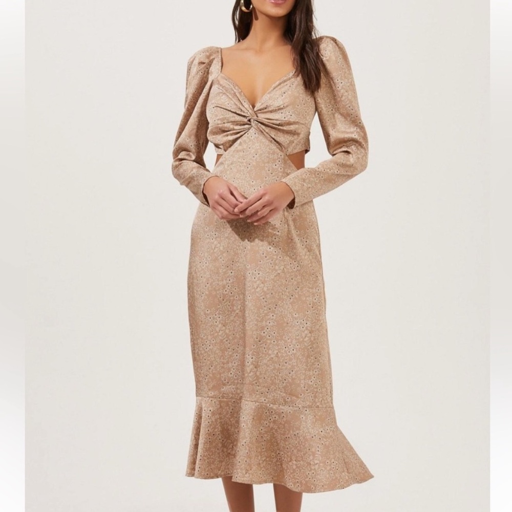 ASTR Lainie printed cutout midi dress